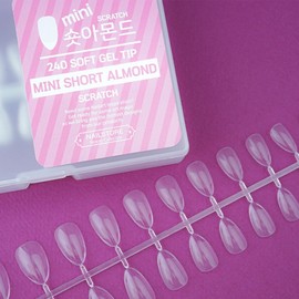 Mini Short Almond Nail Tips 240 Tips Transparent Extension Scratch, 1 Piece, Mini Almond W725 / 미니 숏 아몬드 네일팁 240팁 투명 연장 스크래치, 1개, 미니 아몬드 W725