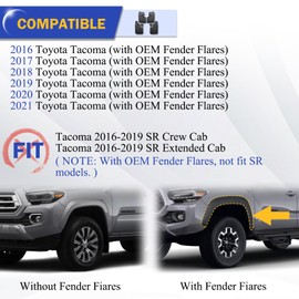 Mud Flaps Mud Splash Guard Mudguards for 2016 2017 2018 2019 2020 2021 2021 Toyota Tacoma (Doesn't Fit SR or SR5) Front & Rear 4PCS Compatible with OEM Fender Flares