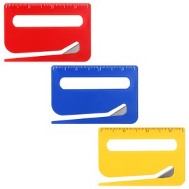 Pack of 3 Envelope Opener, 3 Colours Improved Envelope Cutter with Sharp Blade & Scale & Magnifying Glass & Sharpener Tip Letter Opener Tool Parcel Opener Cutter Office Supplies for Home