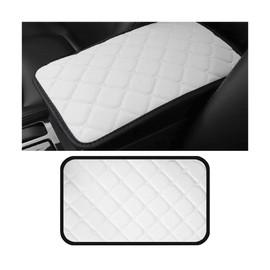 HZEL 12.6 x 7.5 Inch Padded PU Leather Center Console Pad, White