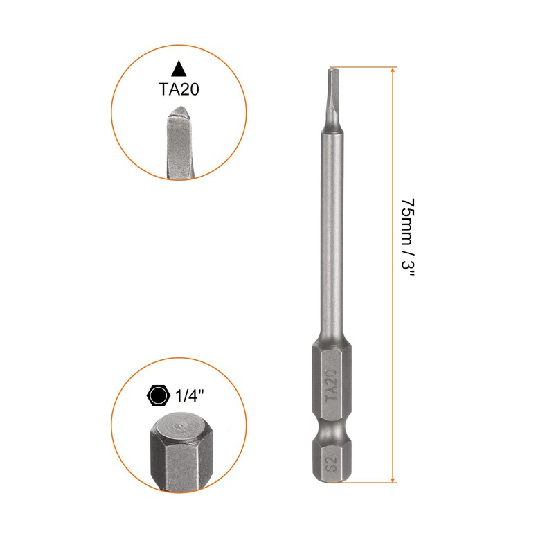 HARFINGTON 2pcs Magnetic Triangle Screwdriver Bit TA20 1/4" Hex Shank