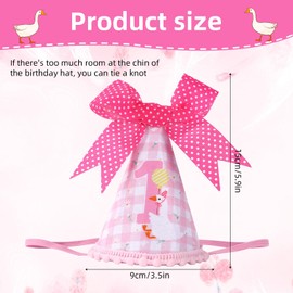 Lyreh One Silly Goose Birthday Hat, 1st Cute Pink Gingham Celebration Birthday Party Cap with Bow One Funny Princess Bow First Silly Goose Crown Decor Supplies for Baby Girls (Pink)