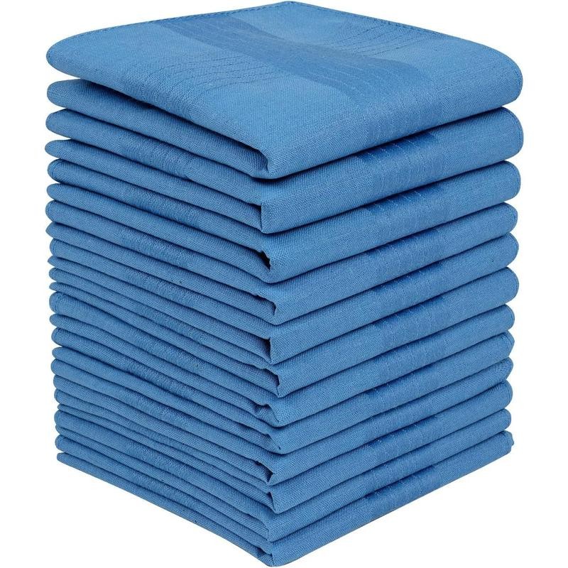 Men's Pure Cotton Handkerchiefs with Hem, Bulk Set Hankies -