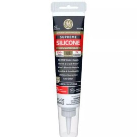 GE Supreme Waterproof Silicone Caulk Sealant, Shink/Crack Proof 2.8 fl oz Tube