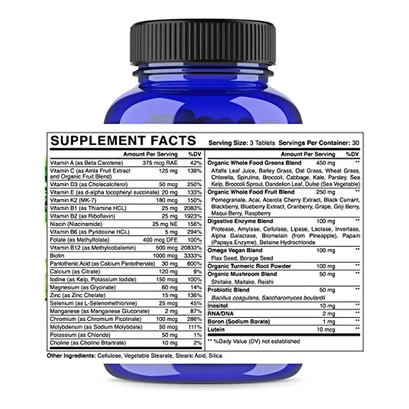Multivitamínico Vegano Abundant Earth Sabor Tabletas