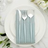 24Pieces Silver Plastic Silverwar Plastic Cutlery with Blue Handle- Heavyweight