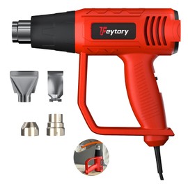Heavy Duty Hot Air Gun 2000W, Heat Gun 300℃- 600℃ Variable Temperature Control with 2-Temp Settings, 1.5s Rapid Heating, 4 Nozzles for Shrink Tubing, Wrap, Crafts, Soldering, Red