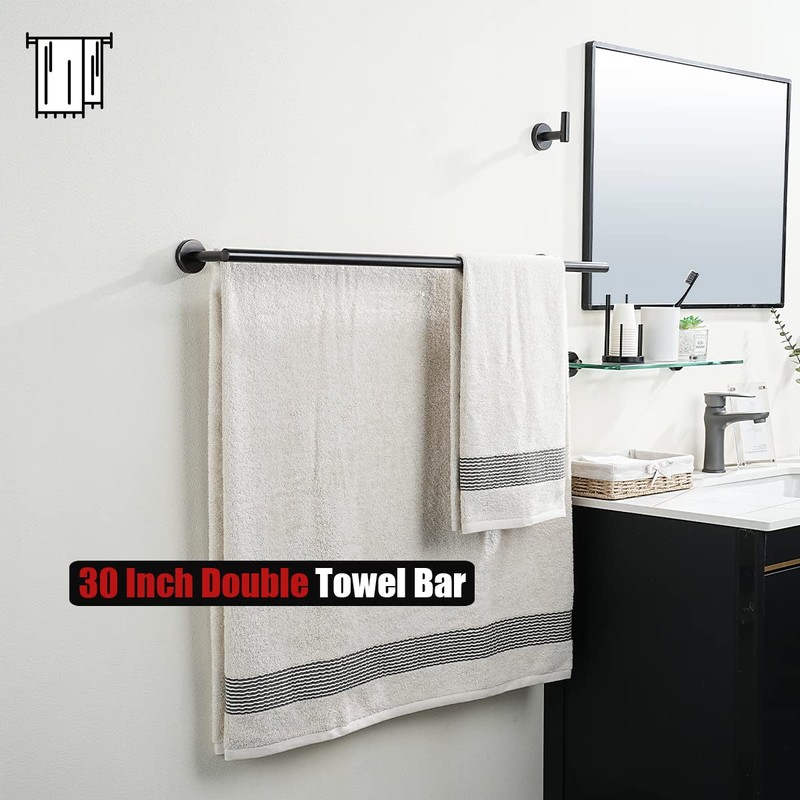 JQK Double Bath Towel Bar, Oil Rubbed Bronze 33 Inch