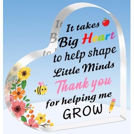 TTOVEN Teacher Appreciation Gifts Thank You Gifts for Teacher Heart Plaque Birthday End of Year Retirement Graduation