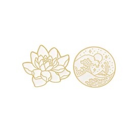 Broche creativo de flor de loto de color oro blanco con diseño de flor de loto para la naturaleza, sombrero, mochila, broches, joyería japonesa para mujeres y hombres, Metal, Sin gemas.