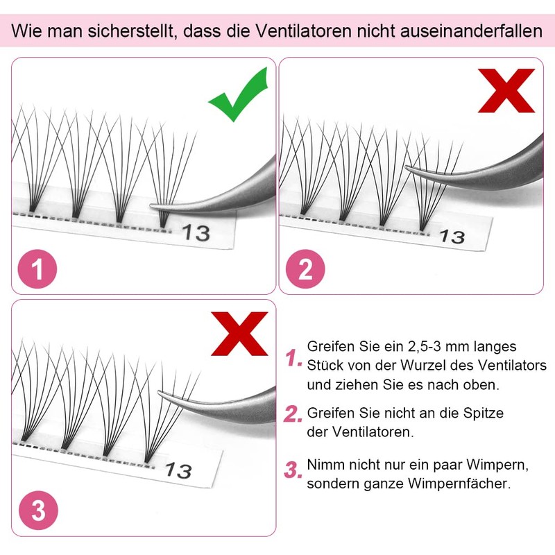 Fan Eyelash Extensions, 6D-C-0.10-9, Short, Ready-Made Volume Eyelashes, 0.07 C