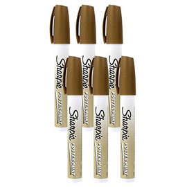 Sharpie Water-Based Paint Marker, Medium Point, Metallic Gold Ink, Pack of 6 (37210)