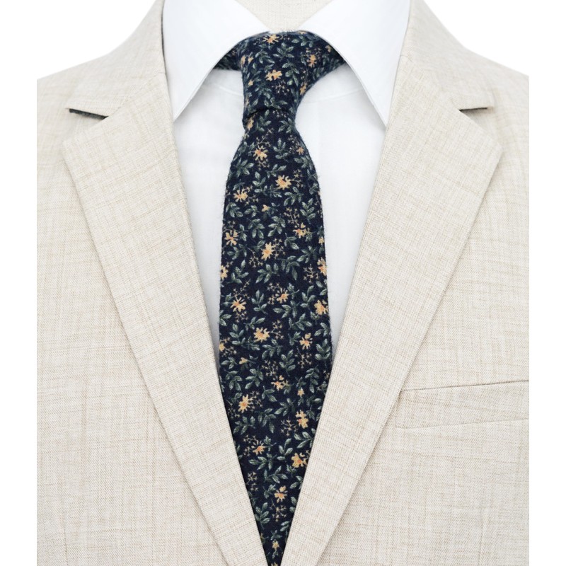 BELLUNO Corbata delgada floral para hombre, corbata de flores estampada