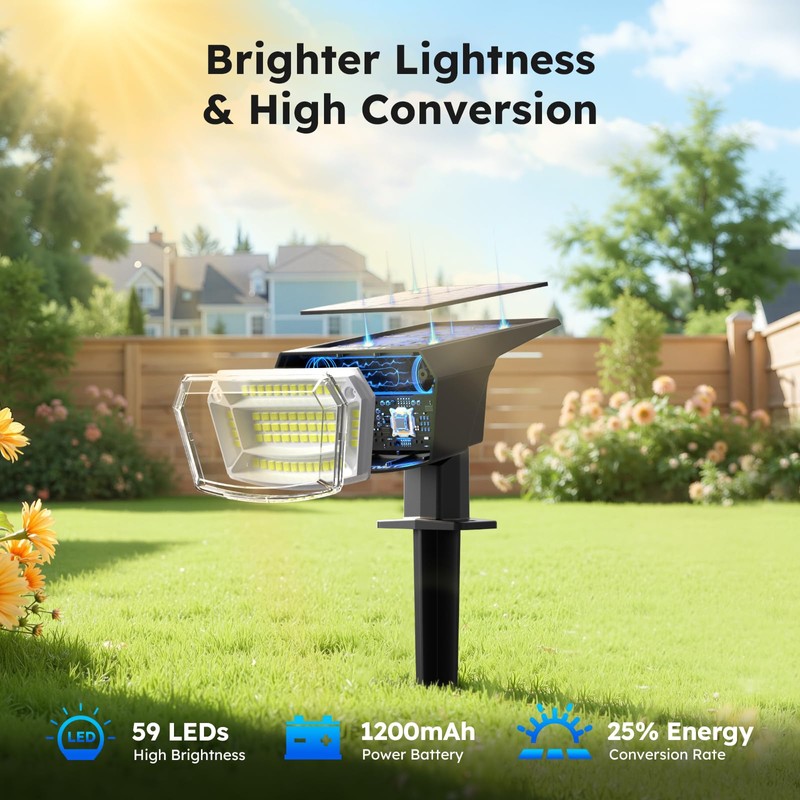 TECKNET Spot Lights Outdoor with 59 LED, 6 Pack Solar