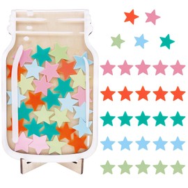 ONECK Reward Jar with 30 Stars for Children's Behavior, Wooden Reward Chart for Toddlers' Toilet Potty Training, Sticker Tokens for Daily Routine, Chores, Bedtime & Class