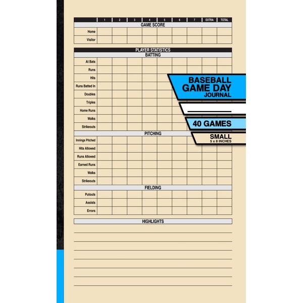 Baseball Game Day Journal: Record and Track Your Individual Playing
