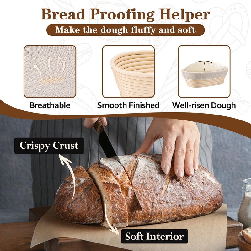 P&P CHEF Sourdough Bread Baking Supplies, 9” Round & 10”