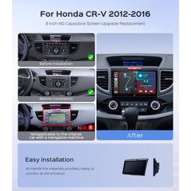 9'' Car Radio Stereo Upgrade Carplay for Honda CR-V2012 2013 2014 2015 2016 with Android13/2+64G/5G WiFi/Android Auto/IPS Touch Screen/GPS Navigation/Bluetooth/FM/RDS/HD1080p Backup Camera