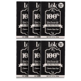 Lök Foods Dark Chocolate Bar 100% Cacao | Fair Trade, Kosher, Gluten Free, Vegan, Bean-to-Bar, Sugar-Free, No Sugar Alcohol, No Artificial Sweetener, Keto Friendly, Low-Carb, Paleo | 3.0 Ounce 6 Pack