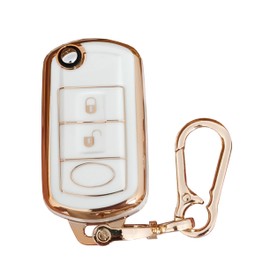 WKEDQAF Car TPU Key Shell for Range Rover Key Fob Cover Fit for Land Rover Range Rover Sport LR3 2006 2007 2008 2009 2010 (White)