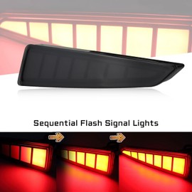 GEEGEETOP Full Lens LED Rear Reflector Bumper Fog Light Assembly kit for Lexus RX350 RX450H 2016 2017 2018 2019,Sequential Turn Signal Light & Brake Light & Daytime Running Light,2 PCS (SMOKED STYLE)