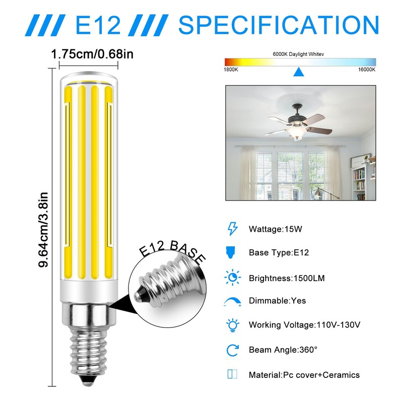 ZHENMING Updated Dimmable E12 LED Bulbs 120W 150W Incandescent Bulb