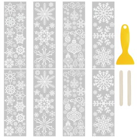 WANDIC 8PCS Snowflake Silver Stamping Rub On Transfer Stickers, Winter Theme Stickers Transfer Decals for DIY Scrapbooking Photo Albums Furniture