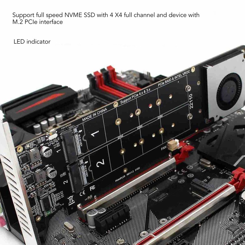M.2 NVMe SSD Adapter Card Double Side LED Indicator High