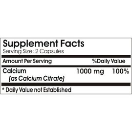 Calcium Citrate 1000mg // 100 Capsules // Pure // by PureControl Supplements