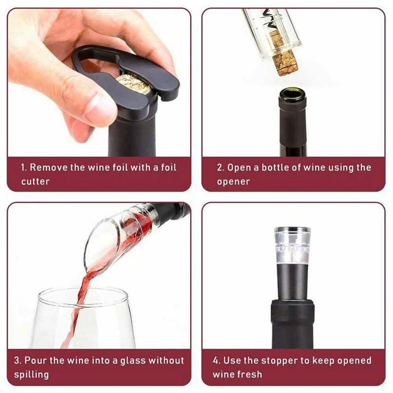 Electric Wine Bottle Opener Automatic Corkscrew W/Foil Cutter Pourer Vacuum