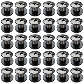 SHSMPXOY 30 Set Chicago Screws Posts for Leather Rivets M5*6mm Chicago Book Binding Screws Rivets Cross Head Chicago Button Screws for DIY Book Scrapbook Bookbinding, Bags,Collars(Gloss Black)