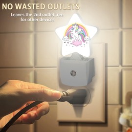 Unicorns Rainbows Plug-in Night Light with Dusk-to-Dawn Sensor for Bedroom,Bathroom and Living Room Sleep Friendly lamp for Women/Girls/Boys Gift,0.5W