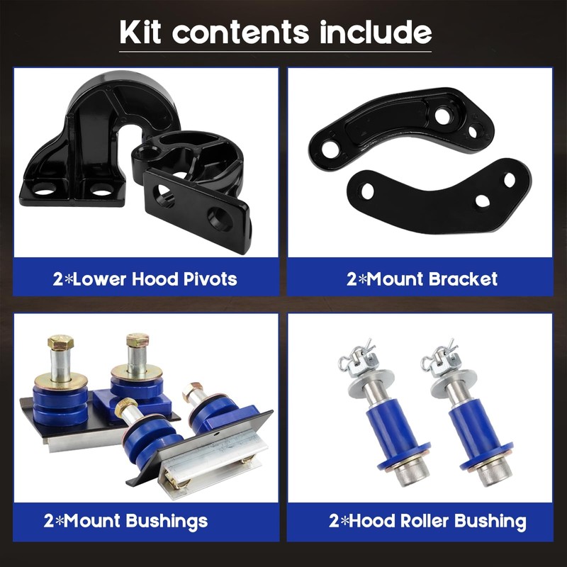 BHB Lower Hood Hinge Pivot Kit Compatible with Peterbilt 377