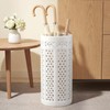 Sawysine White Ceramic Umbrella Stand with Hollow-out Design Heavy Porcelain