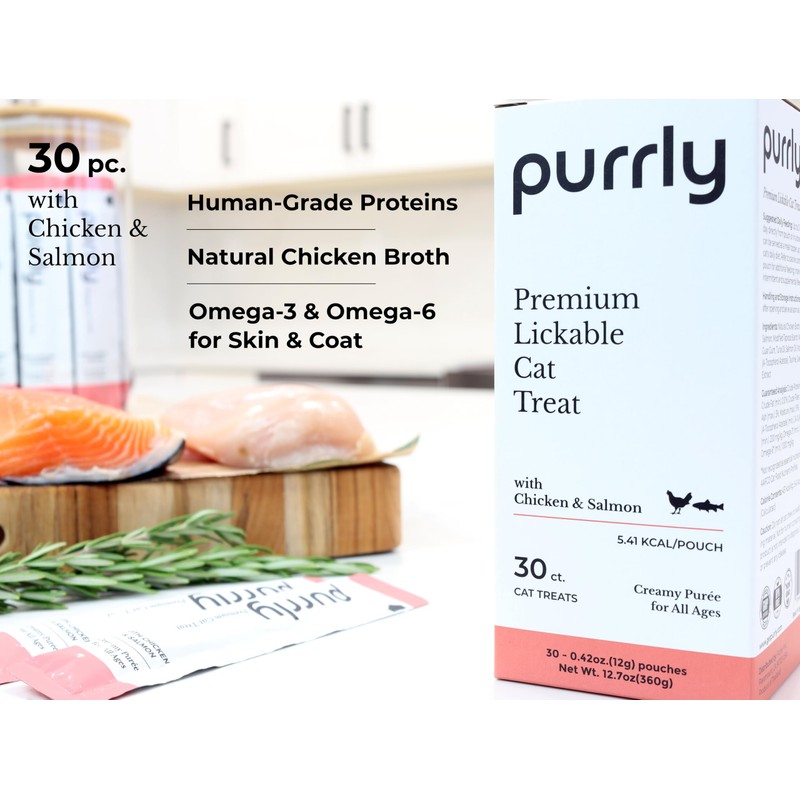 Purrly Hydrating Wet Cat Treat Snack Topper Creamy Purée Human-Grade