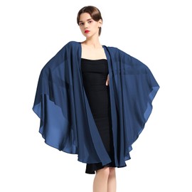 BEAUTELICATE - Chal de gasa para novia, boda, bufanda larga de noche, Azul marino, Talla única