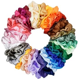40 pzs de Círculos de Cabello Satinado,Bandas de Pelo de Satén para Mujeres,Diadema Elástica Grande para Niñas,Banda de Pelo de Cola de Caballo,Colore