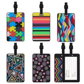6 Pcs Luggage Tags, Secure Luggage Tag PVC Suitcase Luggage Tags Colourful Travel Suitcase Baggage Business Tag Labels for Travel Bag, Checked Luggage, Suitcases, Laptop Bags, Backpacks
