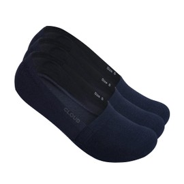 Cloud Organic Terry No Show Socks Non Slip Loafer Sneaker Flats Boat Shoe Invisible Low Cut Cotton Socks For Men and Women (Navy, X-Large, 3 Pack)