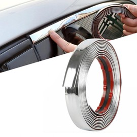 Eulihent 20mm x 5m Striscia Adesiva Cromata Auto Modanatura Finitura Decorativa da Parete Autoadesivo in PVC Striscia di Finitura Universale per Finestrini Porte Specchi e Mobili (Argento Brillante)
