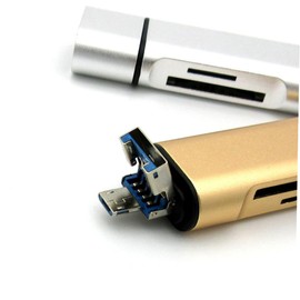 Vaguelly Type Dual OTG Memory Card Reader with Micro USB and USB Compatibility Portable Silver Design for Phones and Computers