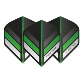 RED DRAGON Hardcore XT Black and Green Stripe Extra Thick Standard Dart Flights - 5 sets Per Pack (15 Dart Flights in total)