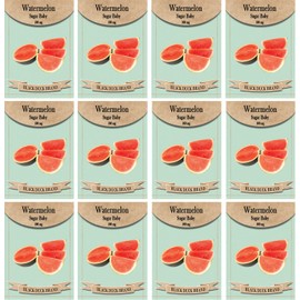 Set of 12 Watermelon Sugar Baby Seed Packets - Create a Deluxe Garden - All Seeds are Heirloom - 100% Non-GMO (Watermelon- Sugar Baby)