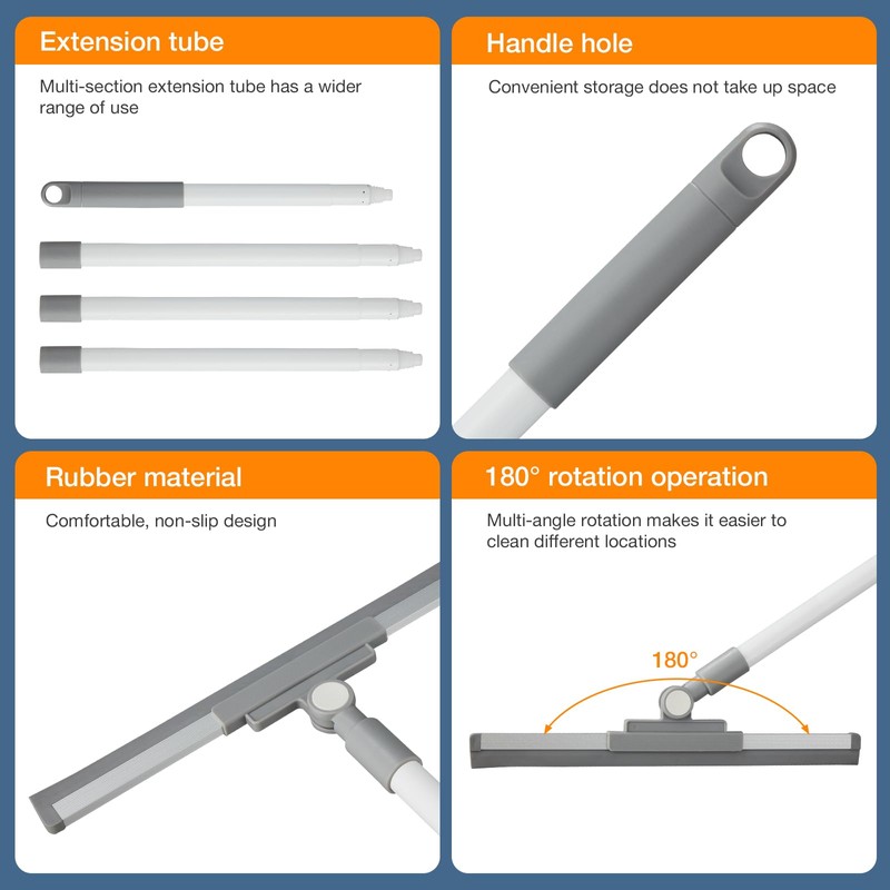 YANGMUM Floor Squeegee for Concrete Floor, Long Handle Shower Squeegee,