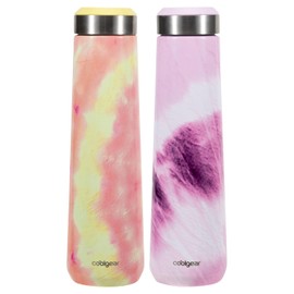 Cool Gear 2-Pack Stainless Steel Avery Double Walled Vacuum Insulated Bottle with Threaded Lid, 17 Ounce - Pink/Yellow