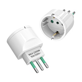 VIEVRE Pack of 2 adapters Italy socket, Germany to Italy travel plug, travel adapter Italy, adapter Italy, socket adapter Italy, travel plug for Italy, Syria, Chile, Uruguay, Maldives