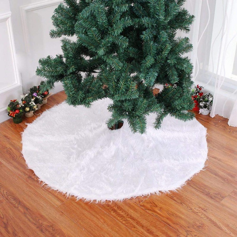 BAKAJI Christmas Tree Rug Diameter 78cm Soft Plush White Snow