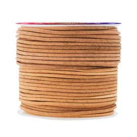 Mandala Crafts Round Cowhide Genuine Camel Leather Cord for Jewelry Making Kumihimo Leather Rope Spool - Camel Leather String Lace - 20 Yds 1.5mm Leather Cording