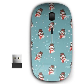 KAWAMOUSE 2.4G Ergonomic Portable USB Wireless Mouse for PC, Laptop, Computer, Notebook with Nano Receiver (Christmas Made Snowman)