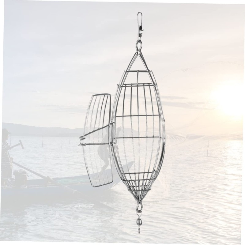 KOMBIUDA 1pcs Stainless Steel Olive Shape Fishing Bait Cage for